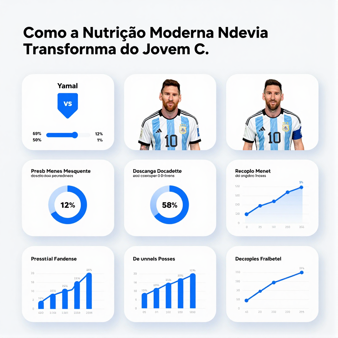 Infográfico - Yamal vs Messi: Como a Nutrição Moderna Transforma o Jovem Craque na Final da Copa de 2026