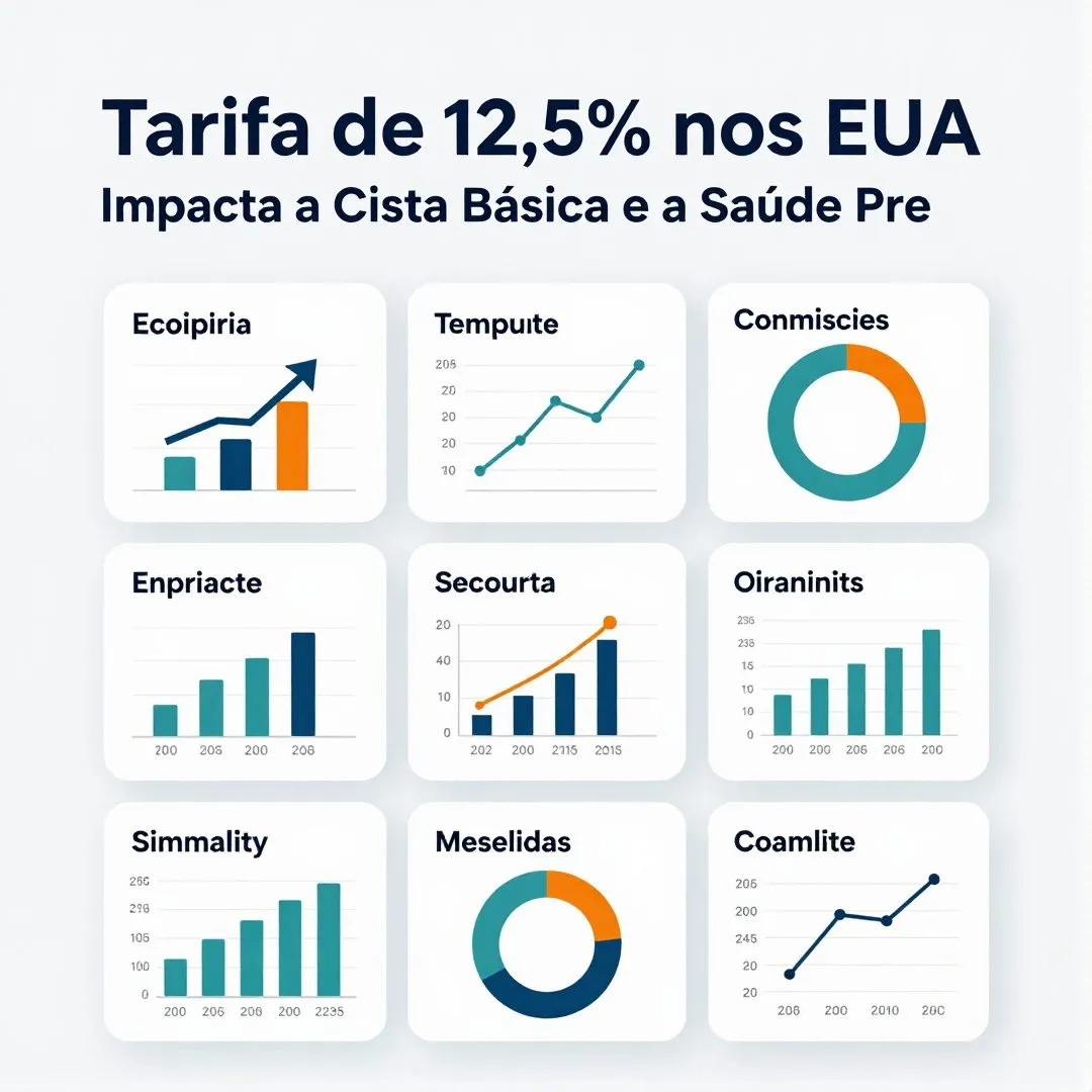 Infográfico - Tarifa de 12,5% nos EUA Impacta a Cesta Básica e a Saúde Preventiva no Brasil