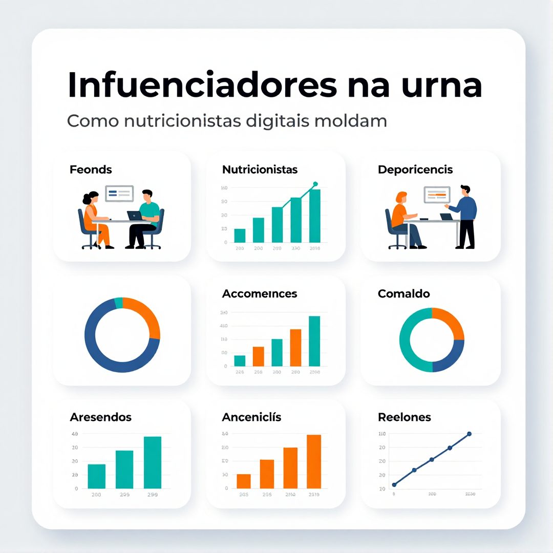 Infográfico - Influenciadores na urna: como nutricionistas digitais moldam a demanda por suplementos e dietas saudáveis