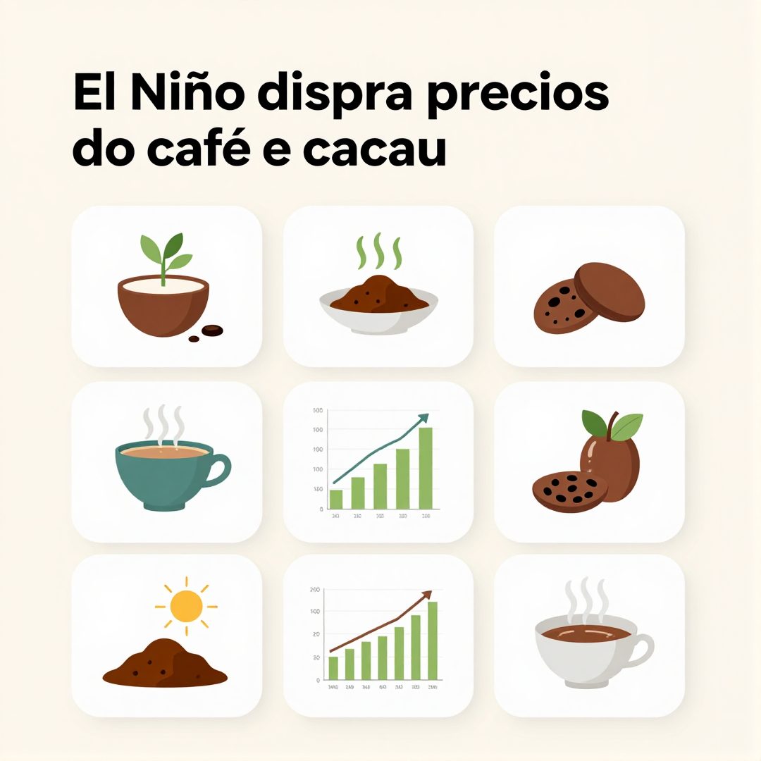 Infográfico - El Niño dispara preços do café e cacau: como o clima molda a nutrição preventiva global
