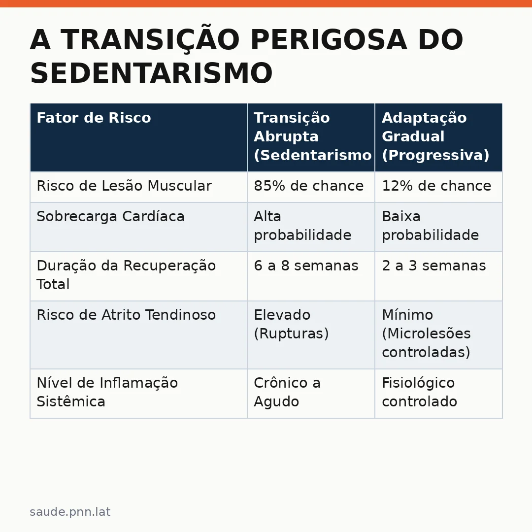 Infográfico - A Transição Perigosa do Sedentarismo para o Treino Intenso
