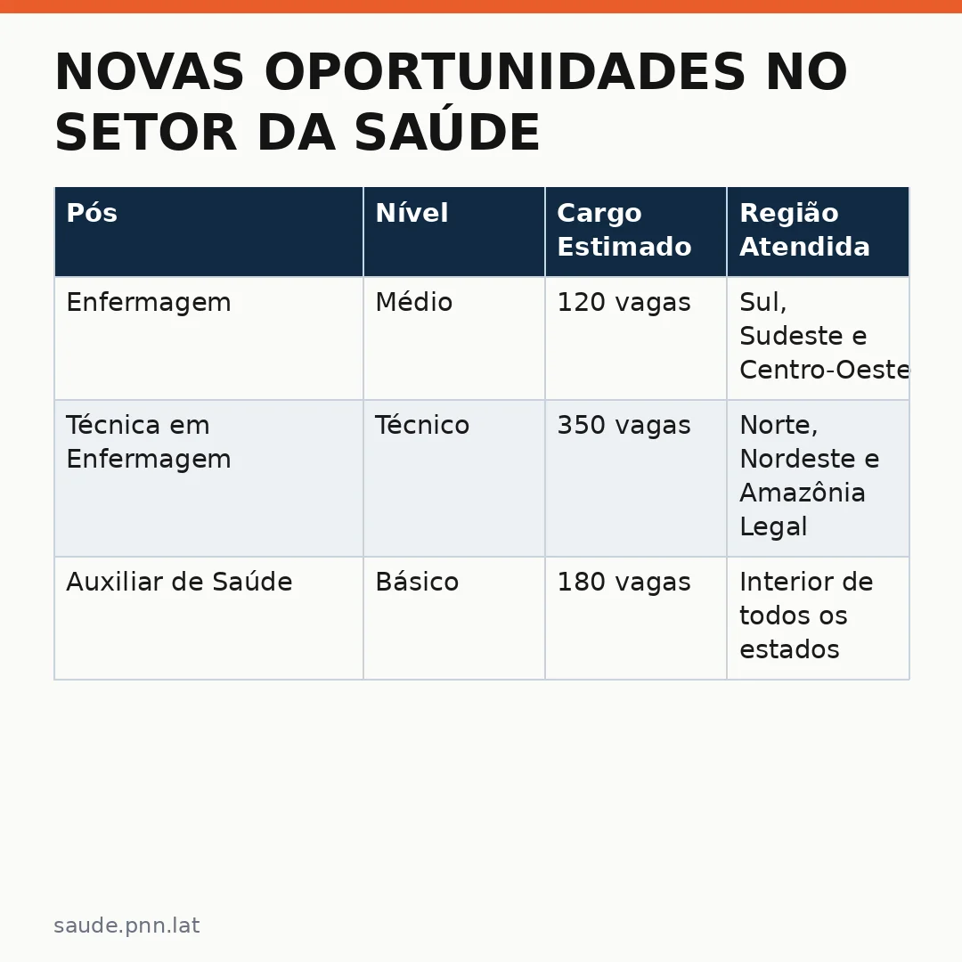 Infográfico - Novas Oportunidades no Setor da Saúde: Como o Ministério Saúde anuncia programa mobiliza profissionais