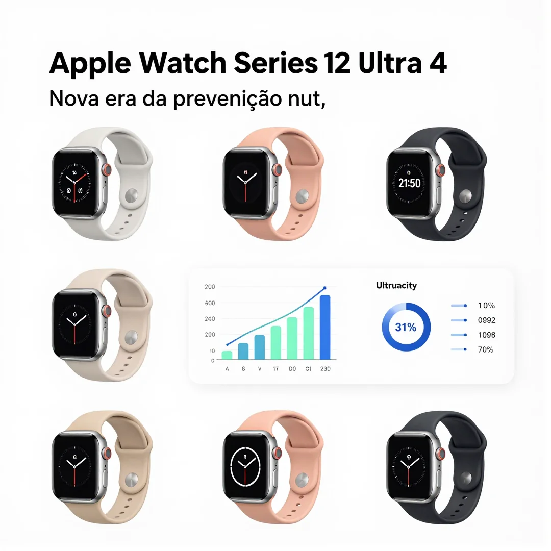 Infográfico - Apple Watch Series 12 e Ultra 4: A nova era da prevenção nutricional através de wearables avançados