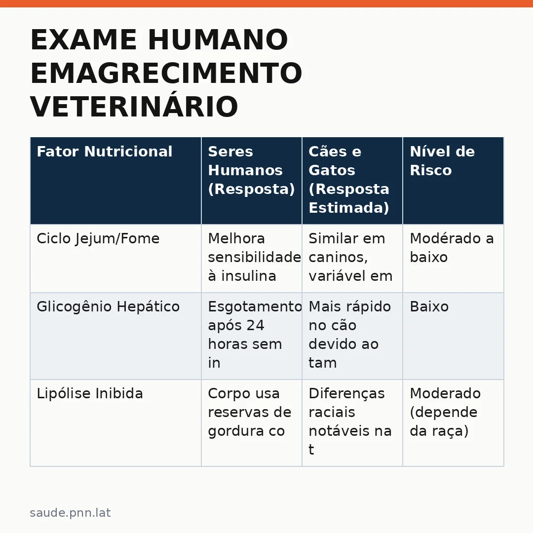Infográfico - Exame Humano Emagrecimento Veterinário: Como Estudos Sobre Jejum e Medicamentos Estão Mudando a Nutrição Animal