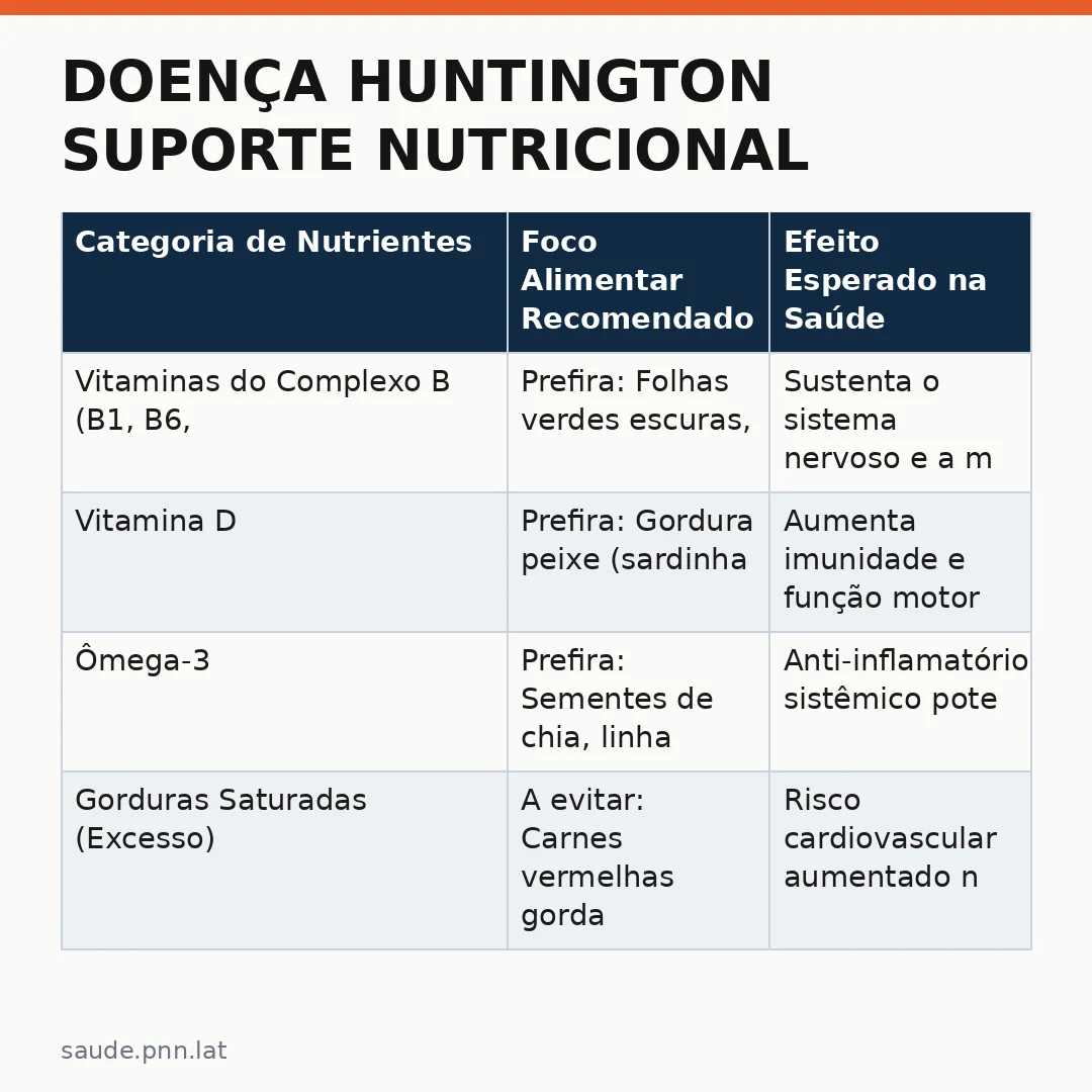 Infográfico - Doença Huntington suporte nutricional: Estratégias para a vida com a condição genética