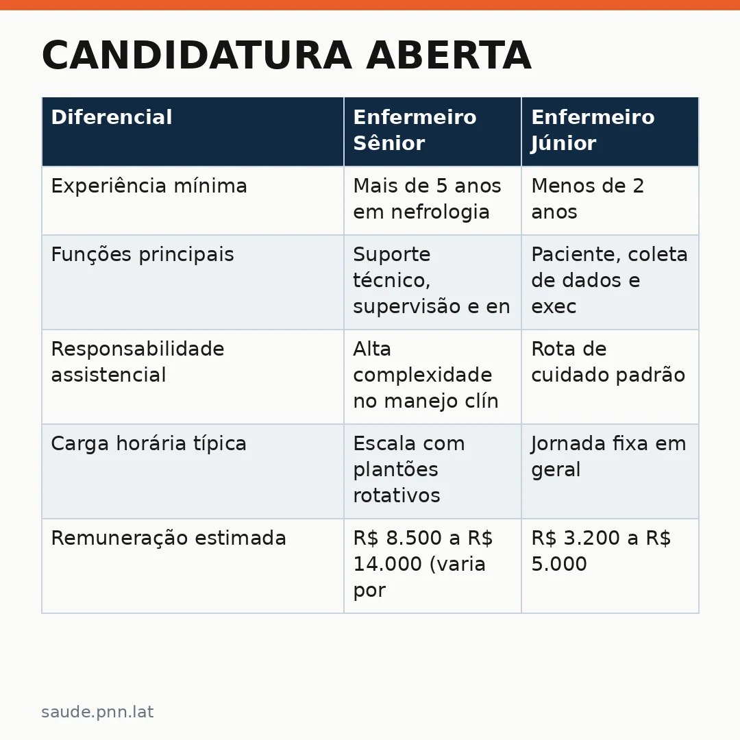 Infográfico - Candidatura Aberta: Enfermeiro Sênior em Nefrologia – Folguista