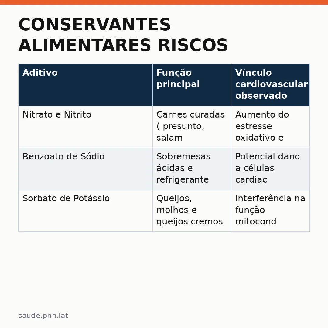 Infográfico - Conservantes alimentares riscos cardiovasculares: o que o novo estudo revela sobre sua ingestão