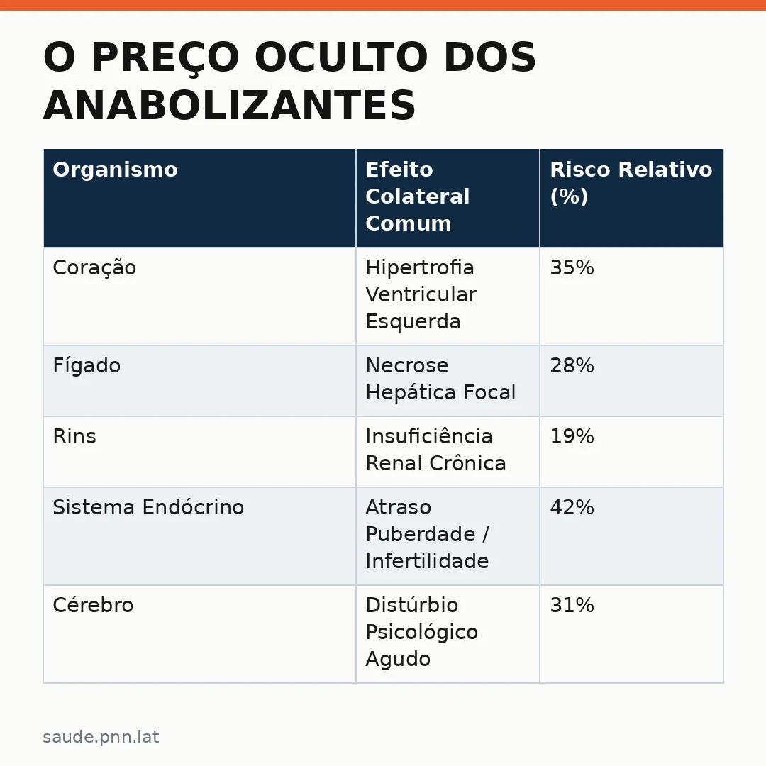 Infográfico - O Preço Oculto dos Anabolizantes: O Projeto Shape e Sua Sombra