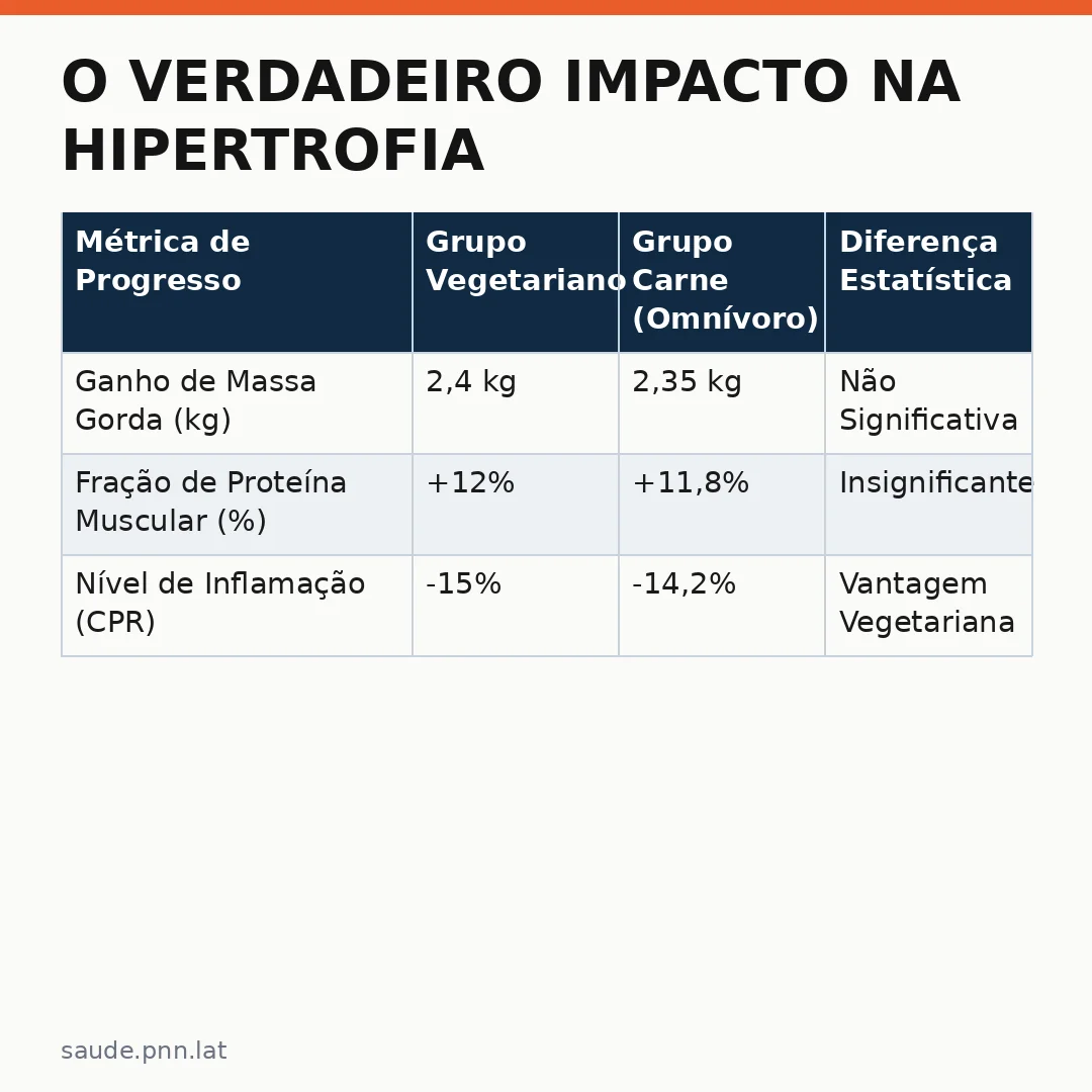 Infográfico - O Verdadeiro Impacto na Hipertrofia: O Que o Novo Estudo Revela Sobre Dieta Vegetariana e Carne