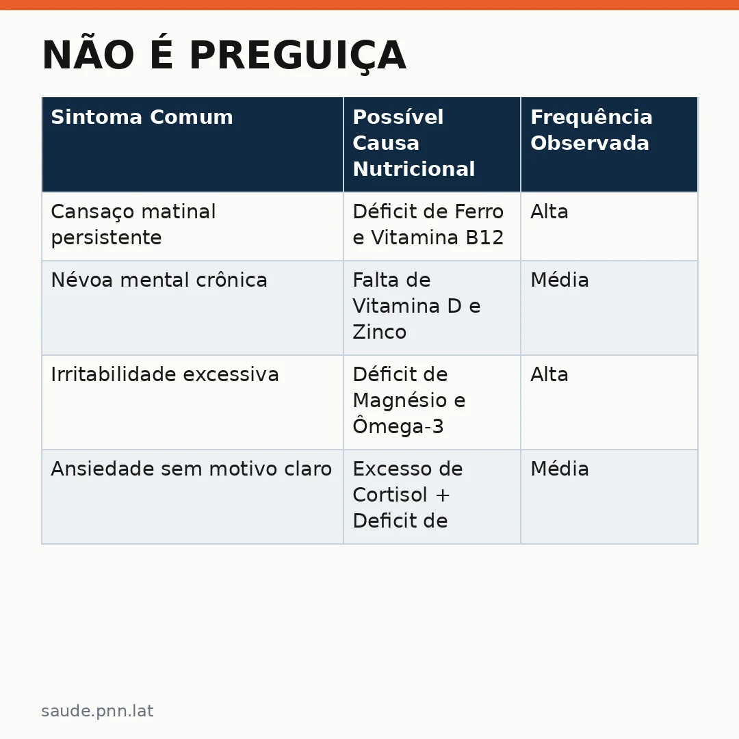 Infográfico - Não é preguiça: depressão e exaustão podem ser sinais de desnutrição oculta
