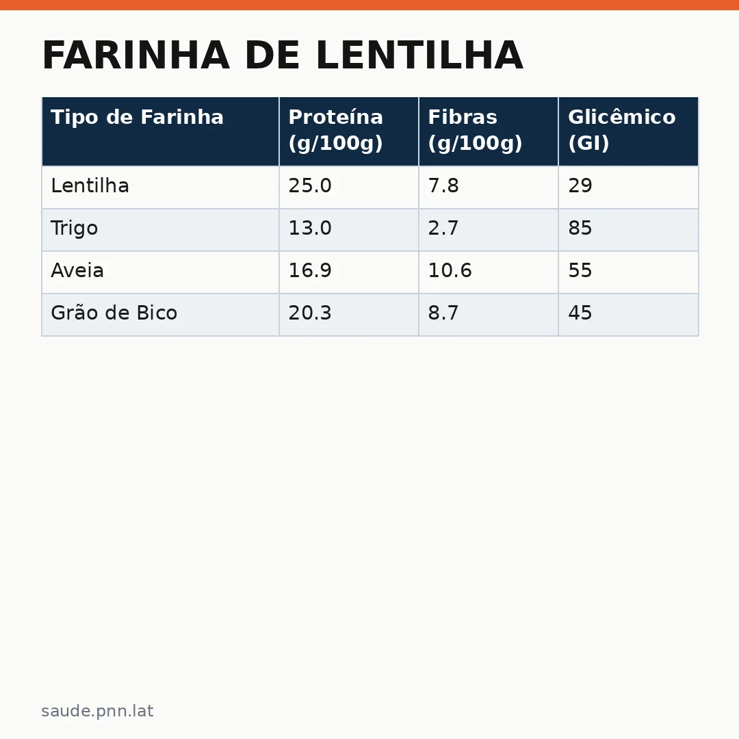 Infográfico - Farinha de Lentilha: Nutrição Saúde Preventiva Internacional em Receitas Veganas